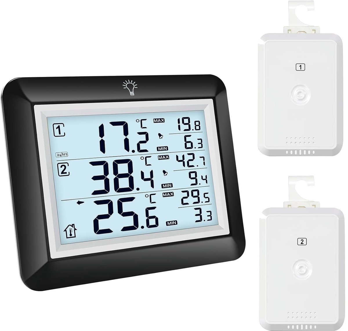 Digitale Koelkastthermometer - Vriezerthermometer Alarmfunctie - Voedselveiligheid Bewaken - Dubbele Sensoren - 100 m Bereik - Wit