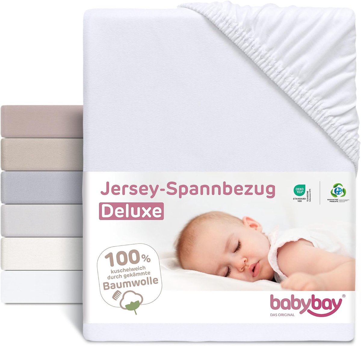 SnelShoppen - Jersey Hoeslaken Babybay Maxi, Midi, Mini, Boxspring, Trend & Comfort - 100% Katoen - Wit - Machinewasbaar - Perfecte Pasvorm