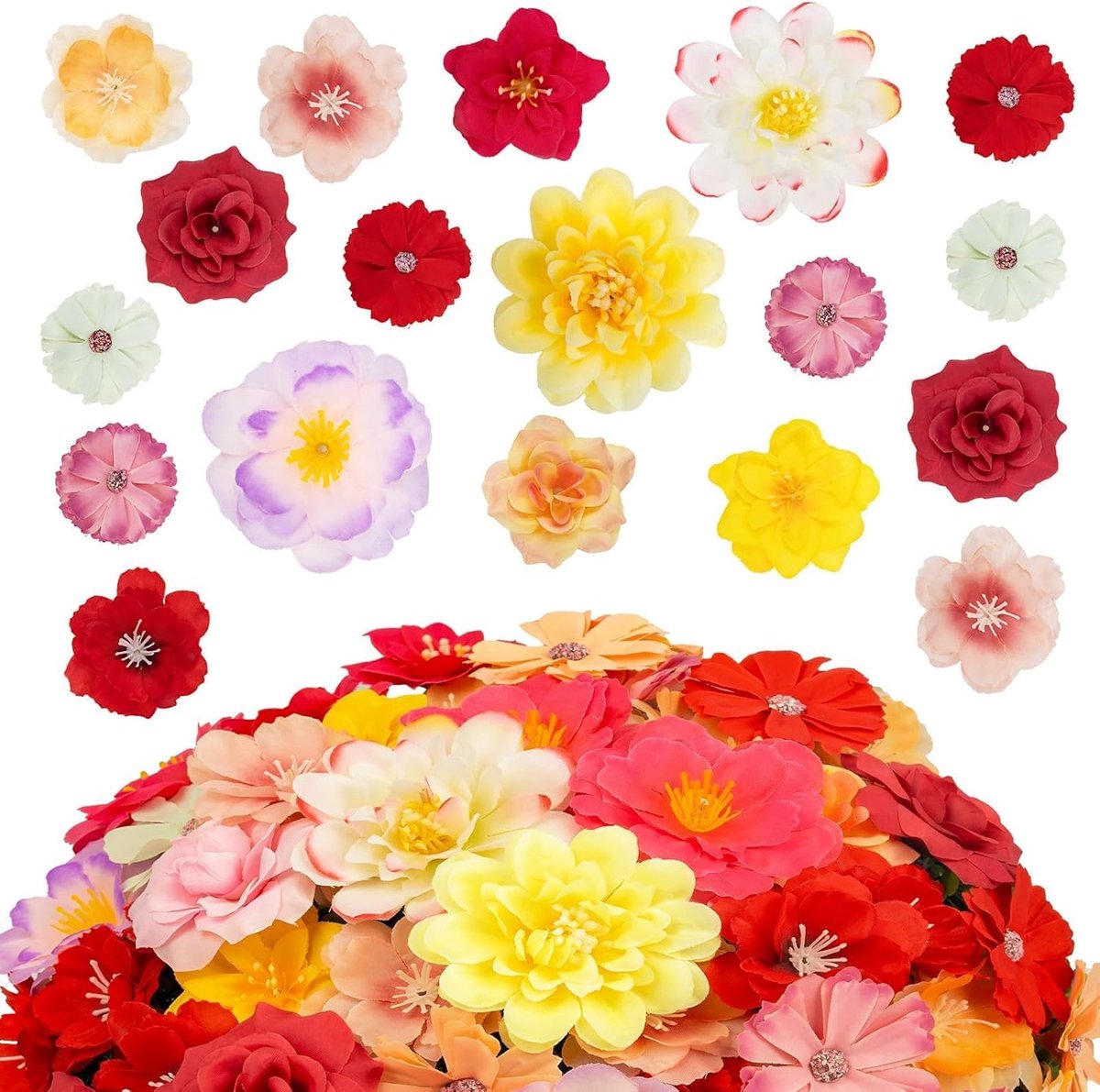 SnelShoppen - 50 Stuks Kunstbloemen Mini Zijde Bloemen voor DIY Crafts, Scrapbooking, Bruiloft, Feest, Thuis Decoratie, Diverse Kleuren