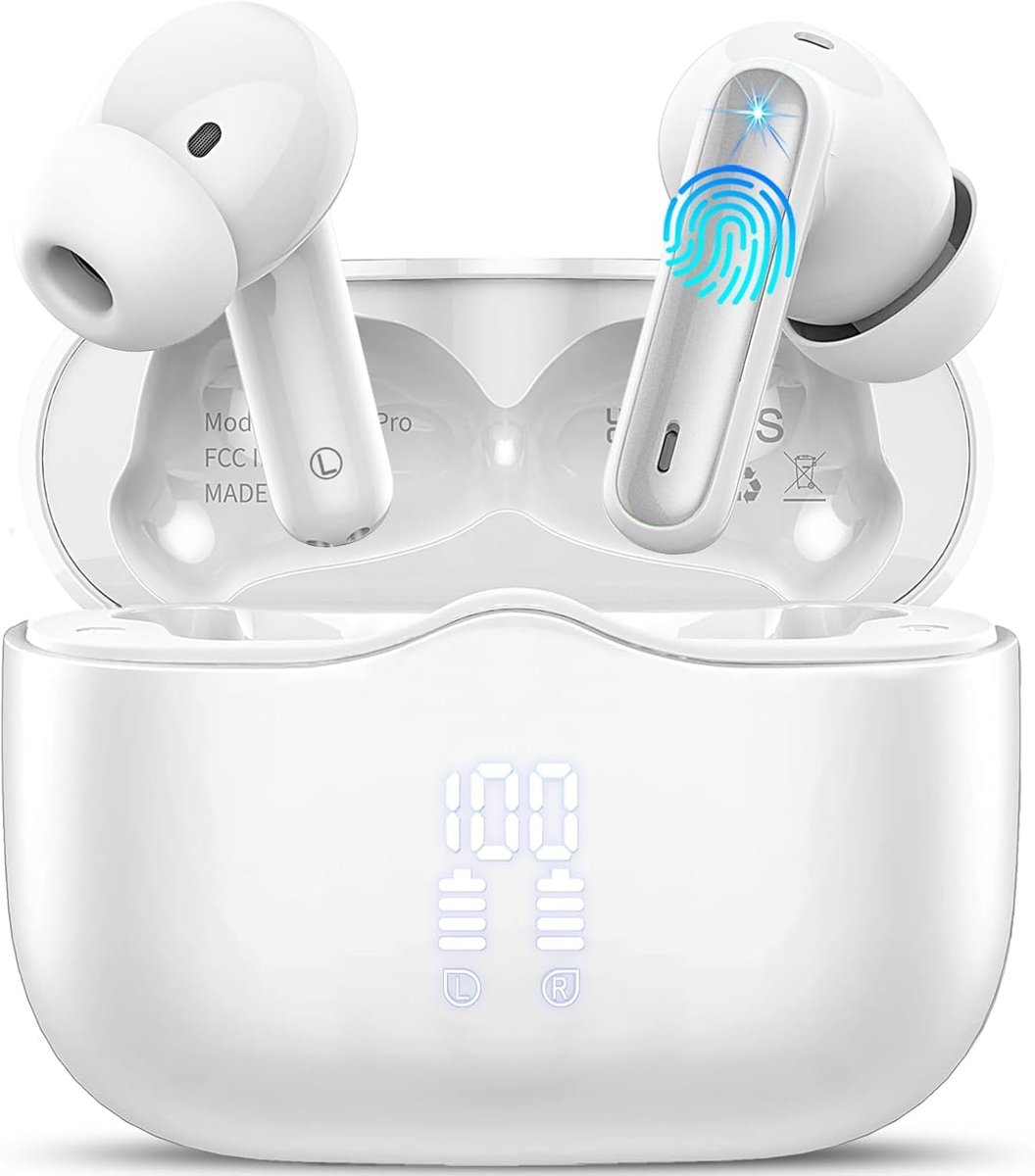 SnelShoppen - Draadloze Bluetooth Hoofdtelefoon met Noise Cancelling, 40U Luistertijd, HiFi Stereo Geluid, 4 Microfoons, LED Display, Snelle Oplading,