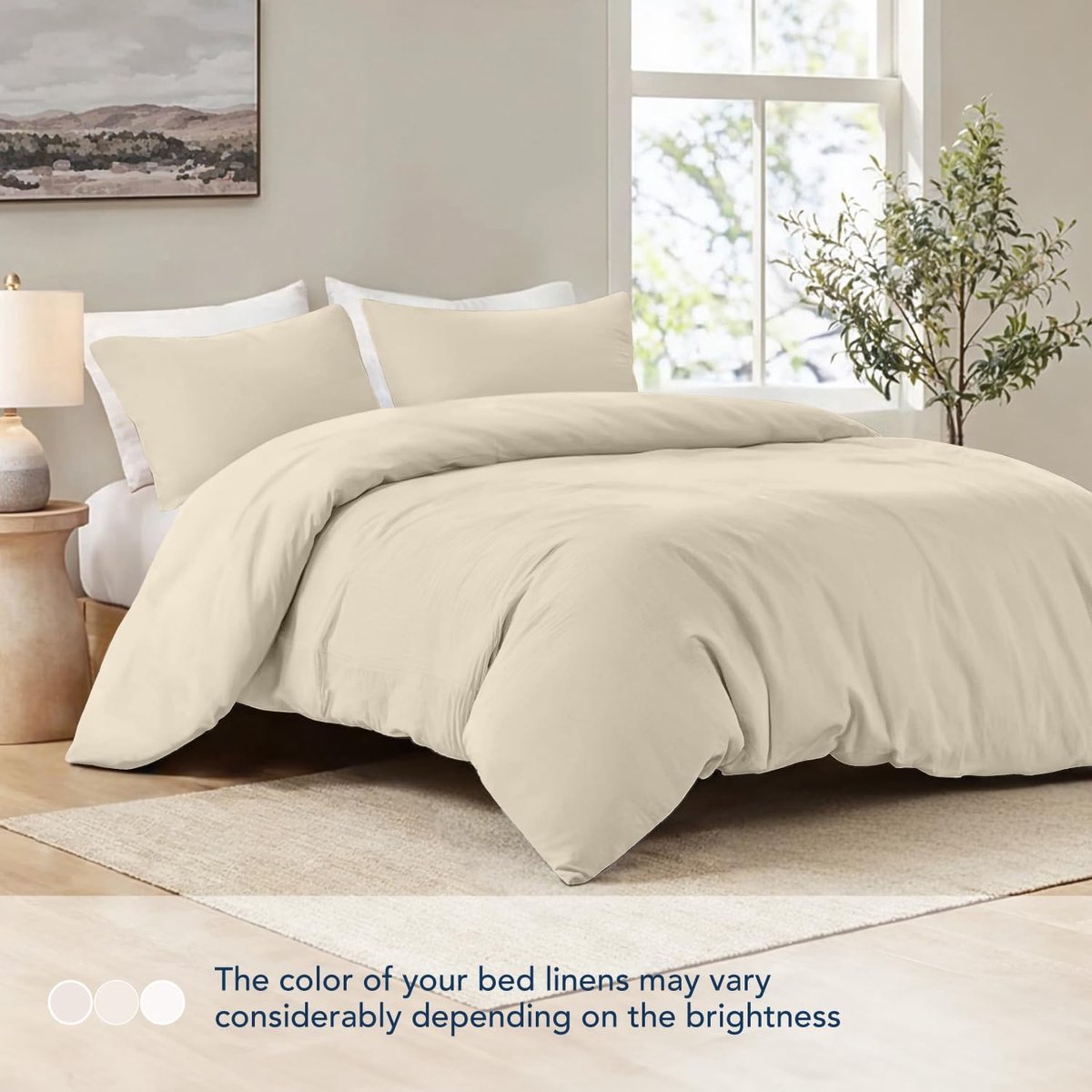 SnelShoppen - Duvet Cover 155x220 cm Beige met 2 Kussenslopen 80x80 cm - 100% Microfibre - Oeko TEX - Zacht en Ademend Bedset voor Volwassenen