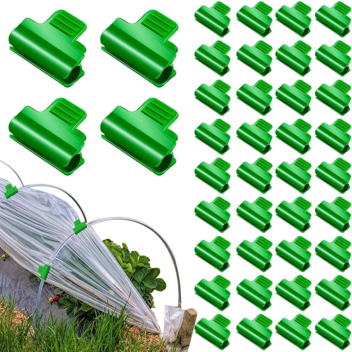 SnelShoppen - 40 Stuks Groene Kasclips - Tuinclips voor Schaduwnet, Insectennet en Folietunnel - Duurzame PP Kunststof - 11mm - Tuinaccessoires
