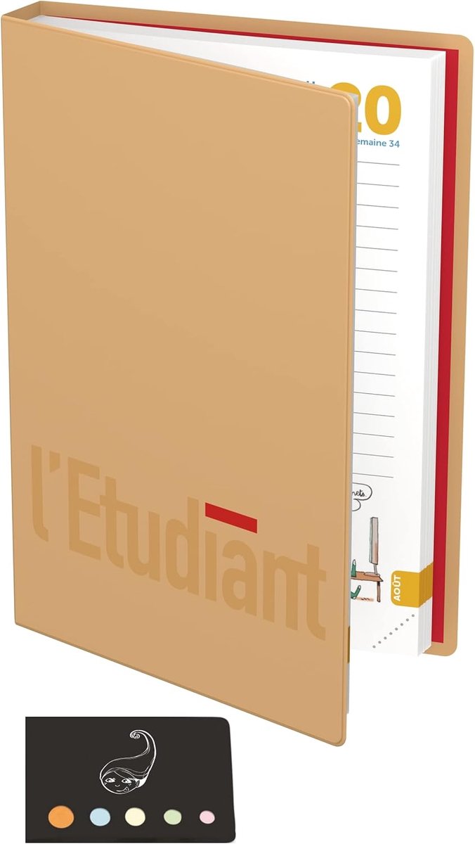 Thijox - Blumie Shop Set Schoolagenda 2022-2023 12x18 cm + Index Lijm Karamel - Eenvoudige Dagelijkse Planner voor Studenten