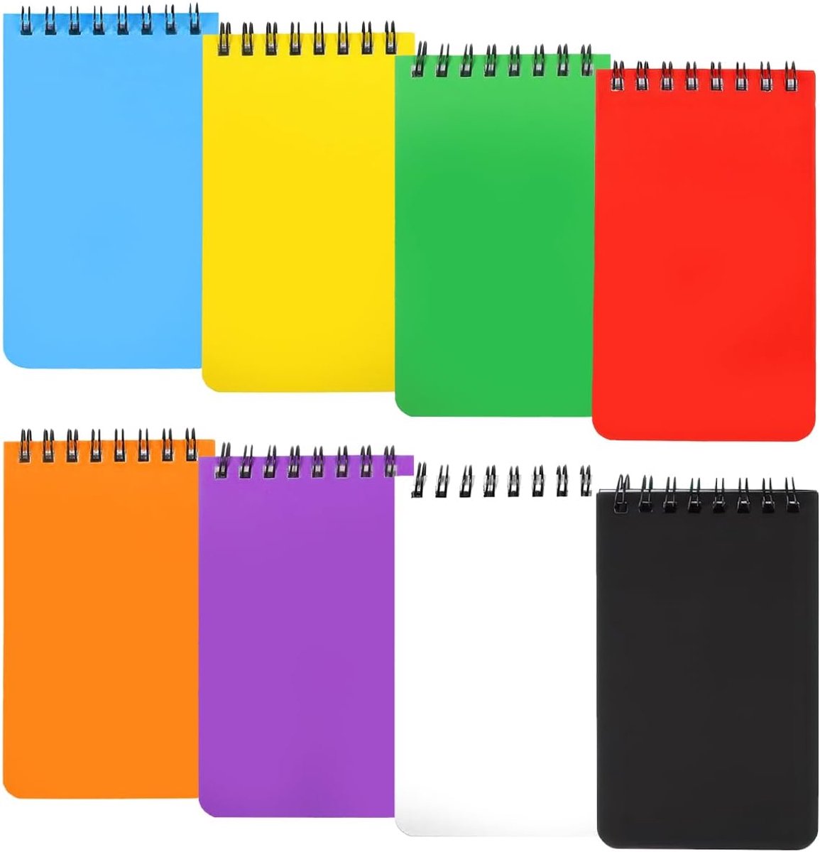 SnelShoppen - 8 Stuks A7 Notitieboekjes, 7.6 x 12.7cm, Kleine Spiral Notepads met Lijnen, Kleurige Notitieblokken voor Werk, School, Kantoor, 25 Pagin