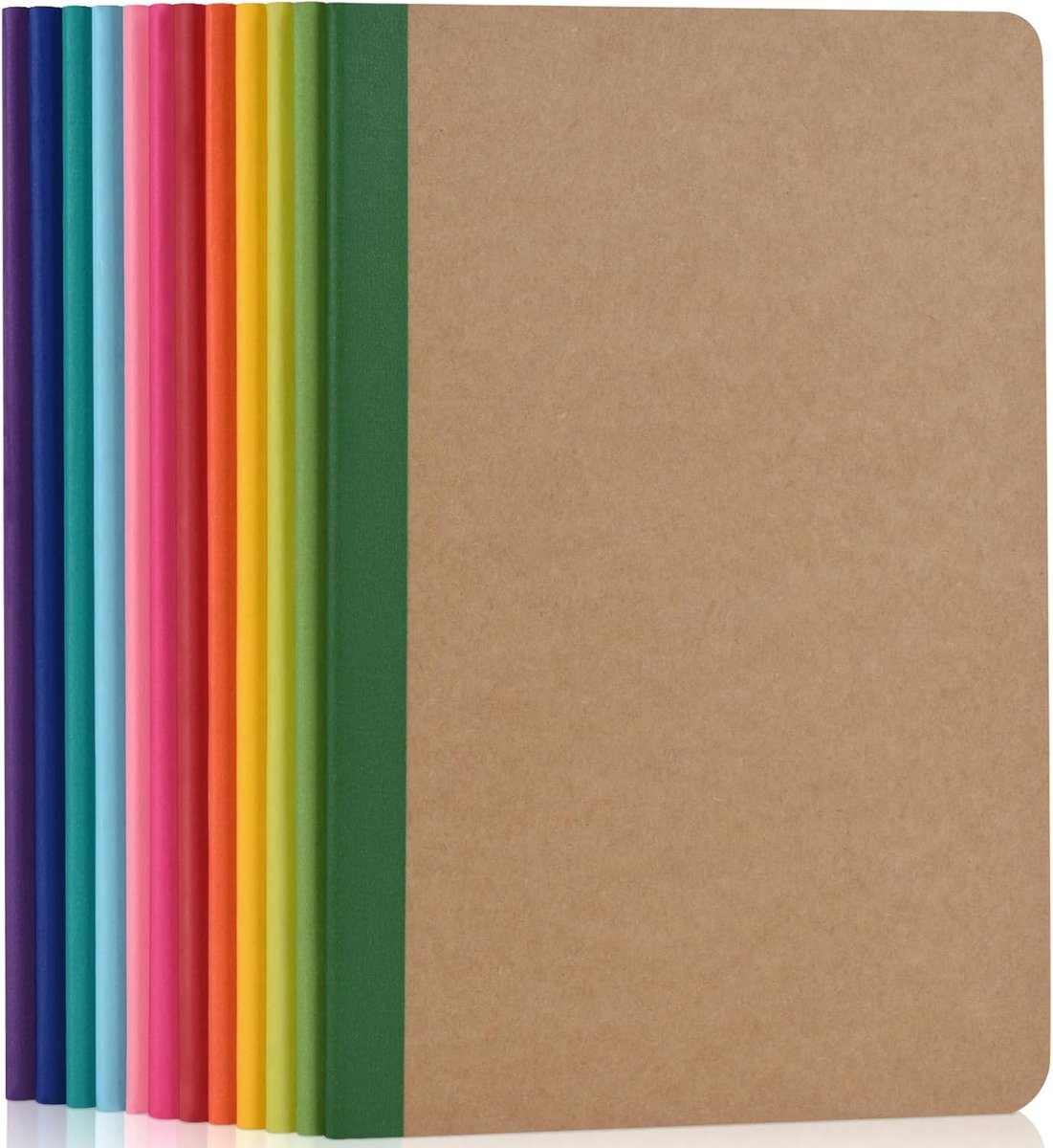 A5 Gelinieerde Notitieboeken - 12 Notitieblokken met Regenboogrug voor Reisdagboeken, Tekenboeken, School en Kantoor