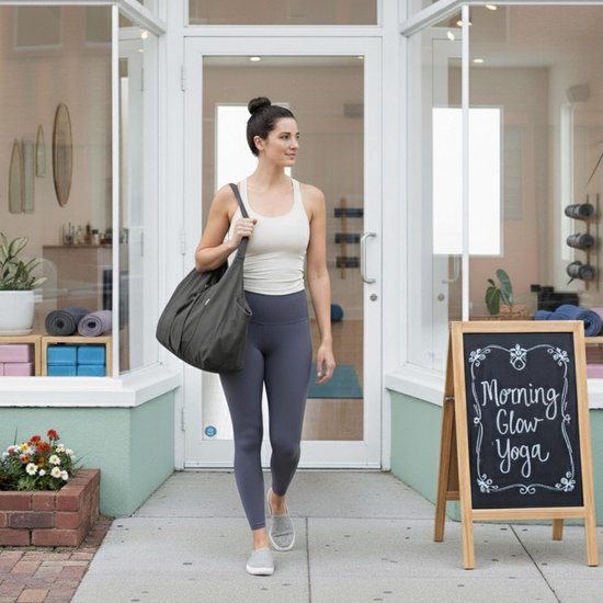 SnelShoppen - Grote Yoga Mat Tas, Yoga Mat Tote Sling Draagtas met Zijvak, Ideaal voor Yoga, Fitness, Sport, Polyester, Ruimte voor Alle Yoga Spullen van Snelshoppen — afbeelding 4