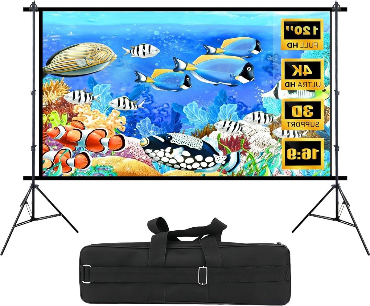 Projectiescherm 120 Inch - Filmscherm Beamer - Buitenfilms Kijken - Met Stabiele Standaard - 16:9 Formaat - Wit
