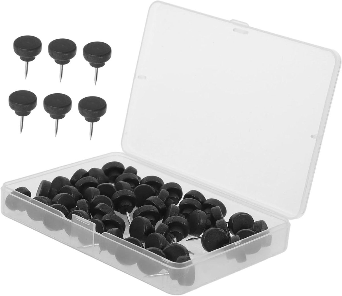 Houten Punaises - Decoratieve Spelden - Wand Decoratie - Natuurlijke Uitstraling - 100 Stuks - Zwart