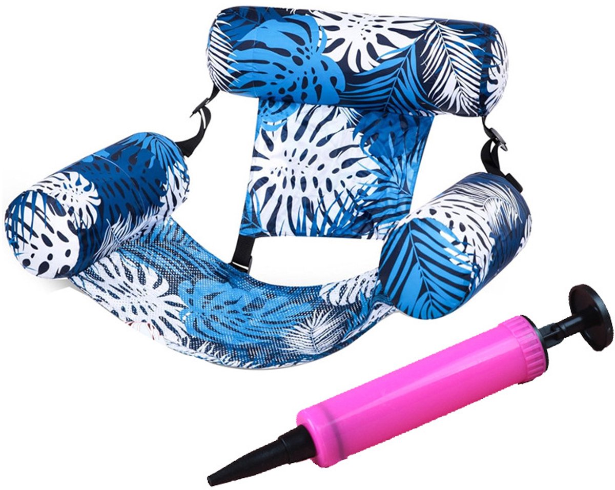Opblaasbare zwembadstoel voor volwassenen – Drijvende hangmat & waterlounger met plantenmotief – Zwembad-vlot – Perfect voor zomerfeestjes en plezier in het zwembad of op het strand