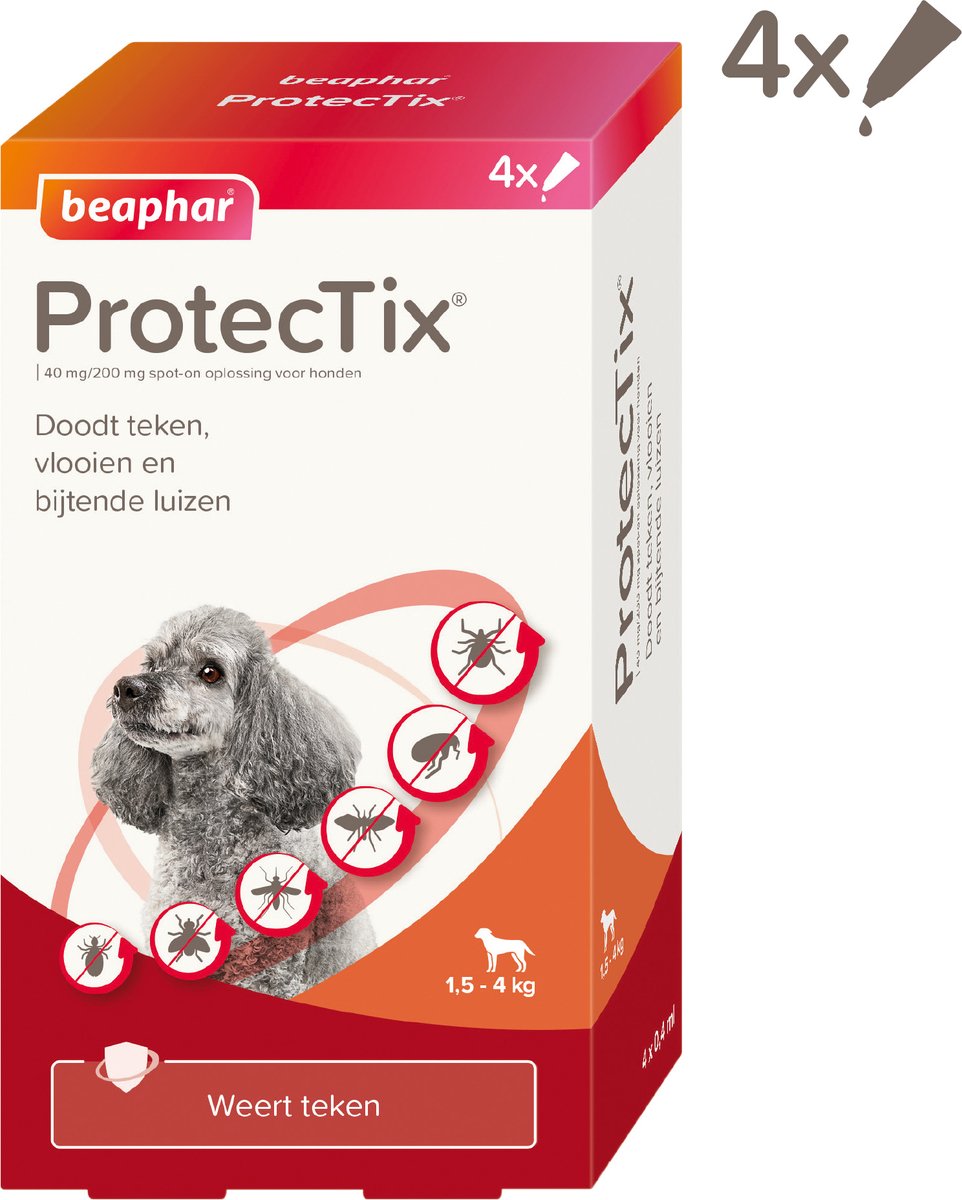 Beaphar ProtecTix Hond Anti Vlo & Teek 1,5-4 kg - 4 pipetten
