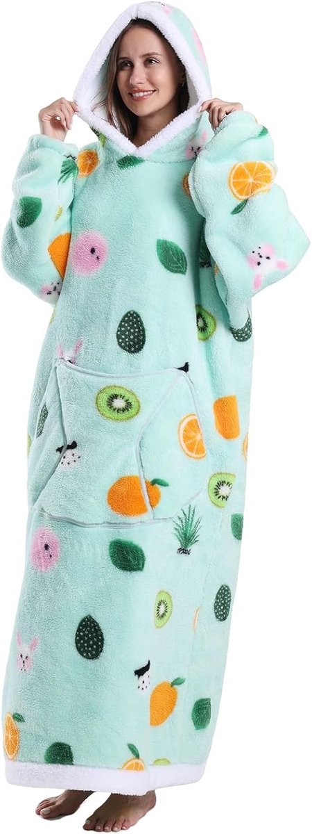 SnelShoppen - Dames Draagbare Dekbed Hoodie, Extra Lange Oversized Zachte Warme Microfiber Polyester, Perfecte Moederdag Cadeau voor Mama
