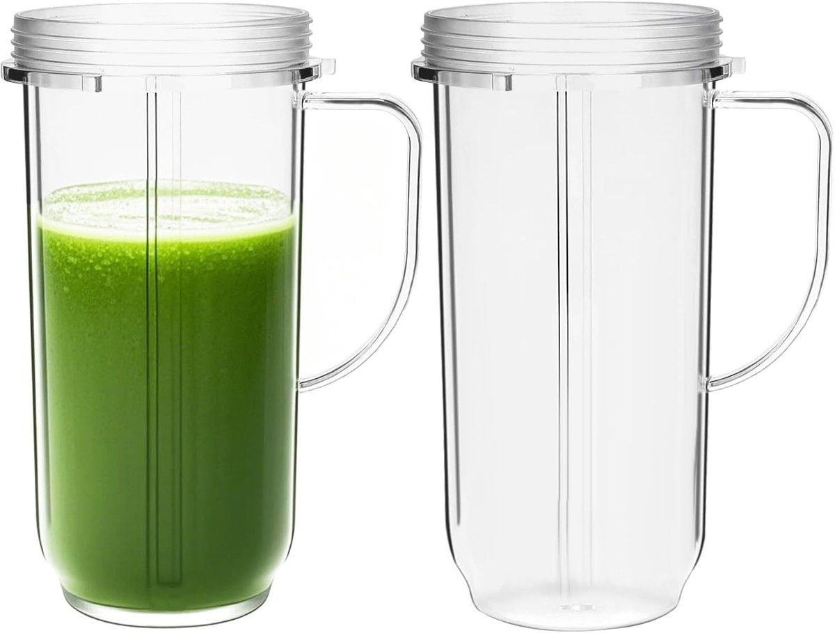 SnelShoppen - 22oz Vervangbekers voor Blender Mixer - Geschikt voor 200W Magic Bullet - 2 Stuks met Handvat - Ideaal voor Keuken, Smoothies en Sappen