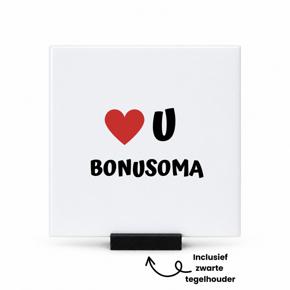 Hacebo love u bonusoma tegeltje met tegelhouder - Oma - de liefste oma - tegeltjes met tekst - verjaardag - cadeautje voor oma - oma artikelen - kado - geschenk - spreuktegels - 10.8x10.8 CM Wit