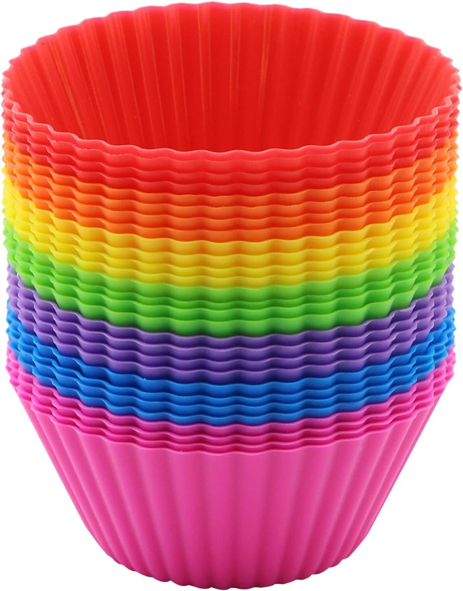 SnelShoppen - 28 Stuks Rond Silicone Muffin Mallen, 7 Kleuren, Non-Stick Coating, Herbruikbare Muffin Mallen voor Cake, Pudding, Taarten, Keuken Acces