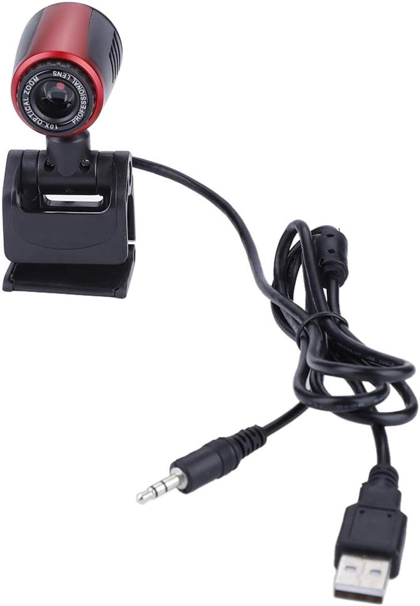 SnelShoppen - USB Webcam met Microfoon 16MP HD 360° Cam voor Computer, Laptop, Videoconferenties, Skype, MSN, Optische Lens