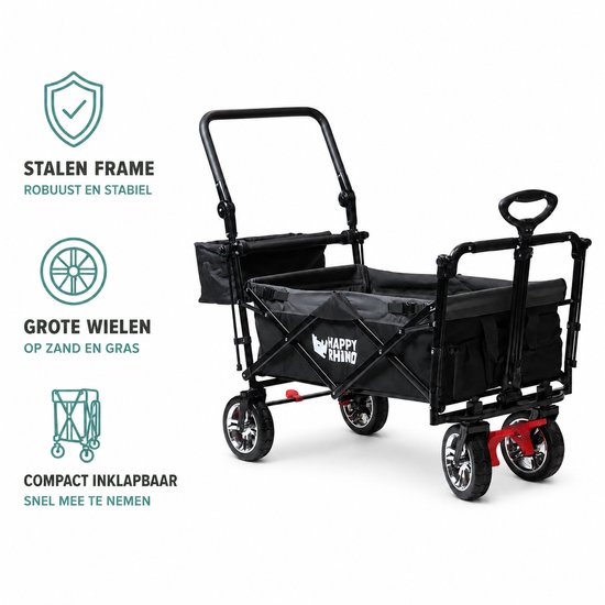 Happy Rhino - Bolderwagen Mimosa - Bolderwagens - Zwart - 13kg - Polyester - 56 x 13 x 108 cm van Merkloos — afbeelding 4