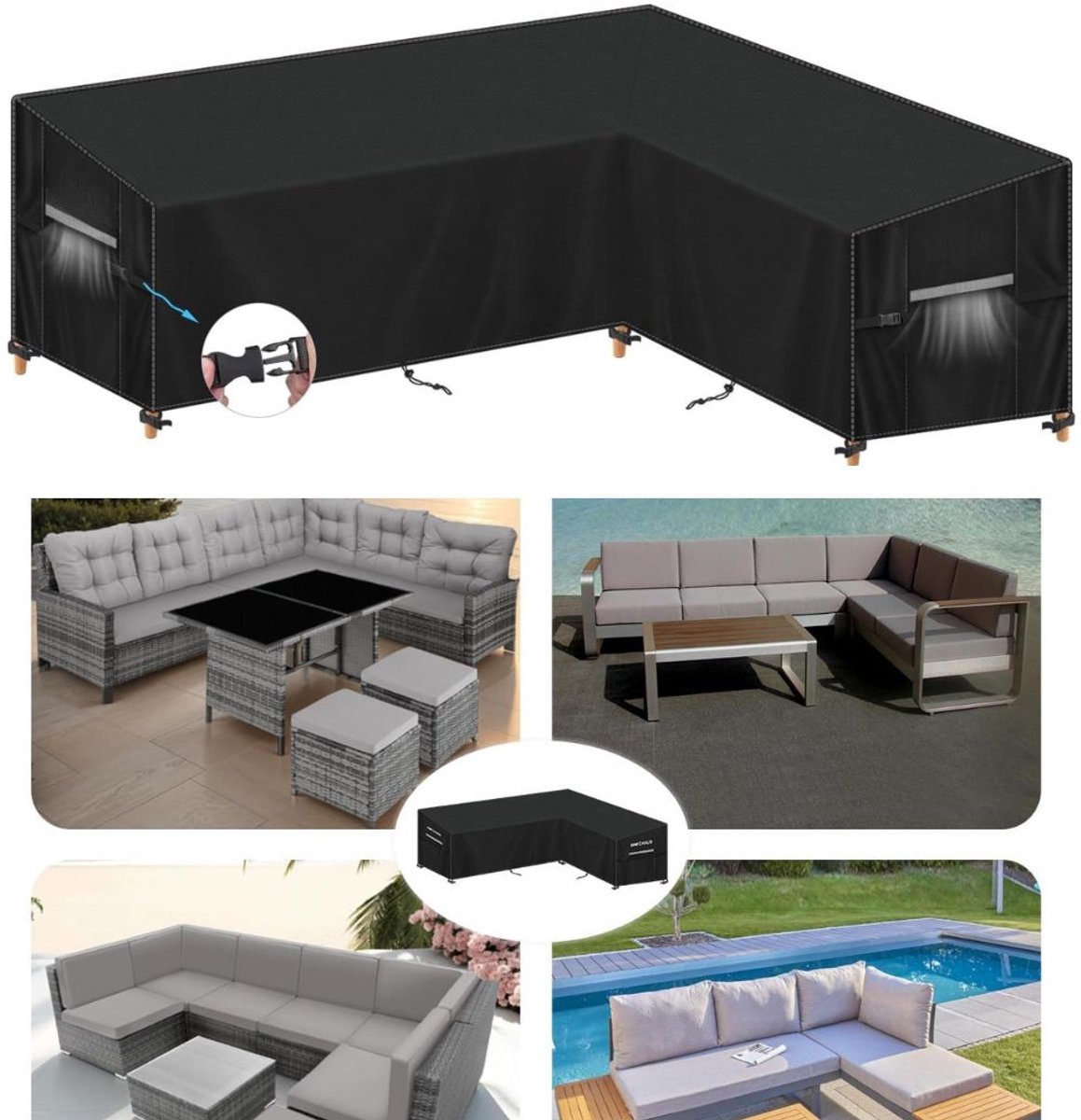 CLGP® Tuinmeubelhoes L-vorm - Beschermhoes Hoekbank - Meubels Beschermen