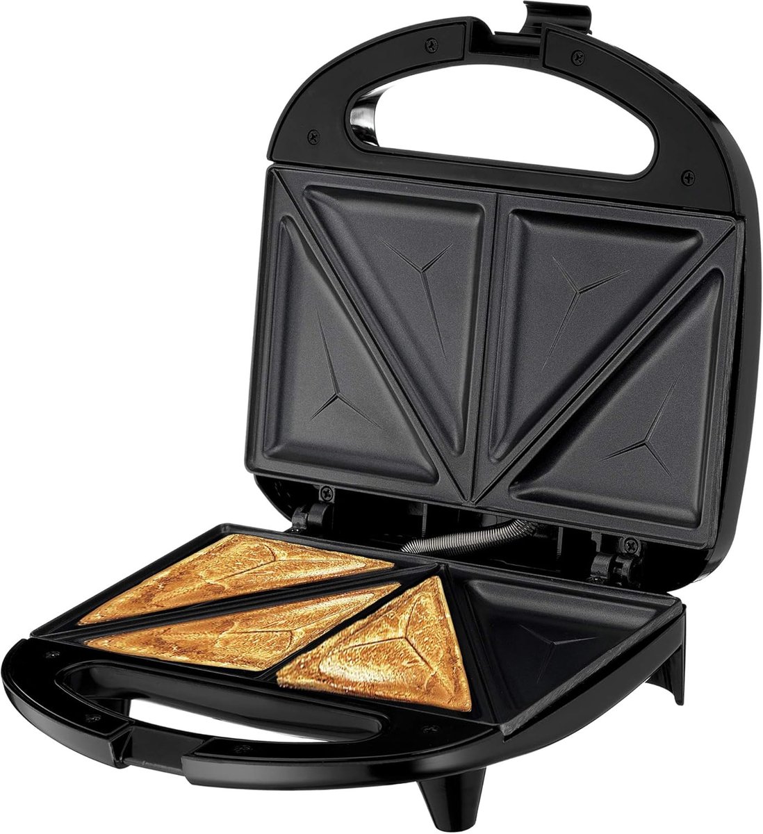 Tosti-ijzer, tosti-ijzer, panini-maker, tortilla-maker, gegrilde kaasmaker, wentelteefjesmaker, pizza-pocketmaker, indicatielampje, omeletmaker, (zwart)