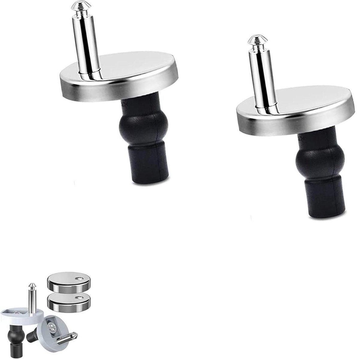 Toiletbril scharnieren - Bevestigingsset wc-bril - Badkamer reparatie - Heavy-duty metaal - Set van 2 - Zilverkleurig