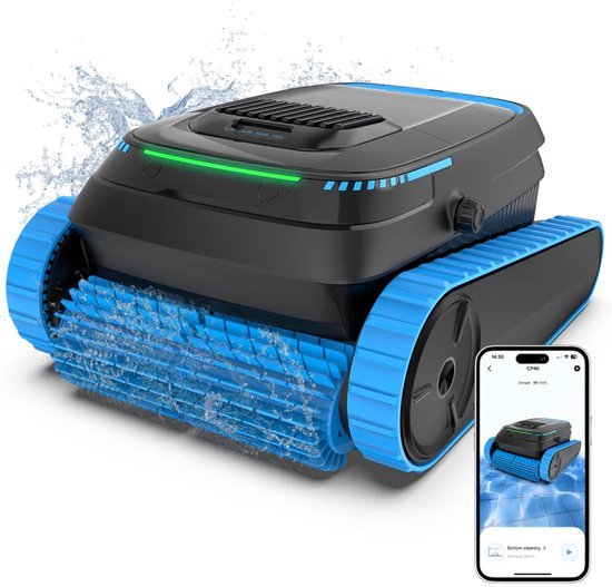 AIRROBO CP40 (2026 upgrade) - Zwembadrobot - Geschikt voor vloer, wand en waterlijn - Slimme App-bediening, slimme navigatie en auto-updates - 3×80W krachtige motor, 120 minuten batterijduur en snelladen - 2 jaar garantie