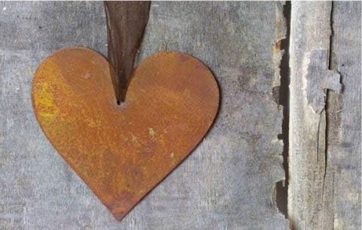 Decoratie hart - Metalen hanger - Tuin aankleden - Roest patina effect - 10 cm - Bruin
