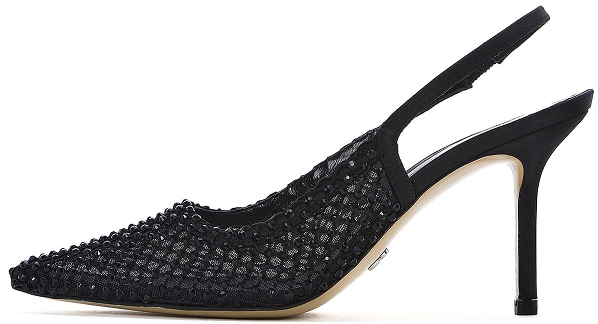 DERIMOD Slingbacks Met Hoge Hak Leren Slingbacks Met Hoge Hak With Rhinestone Details