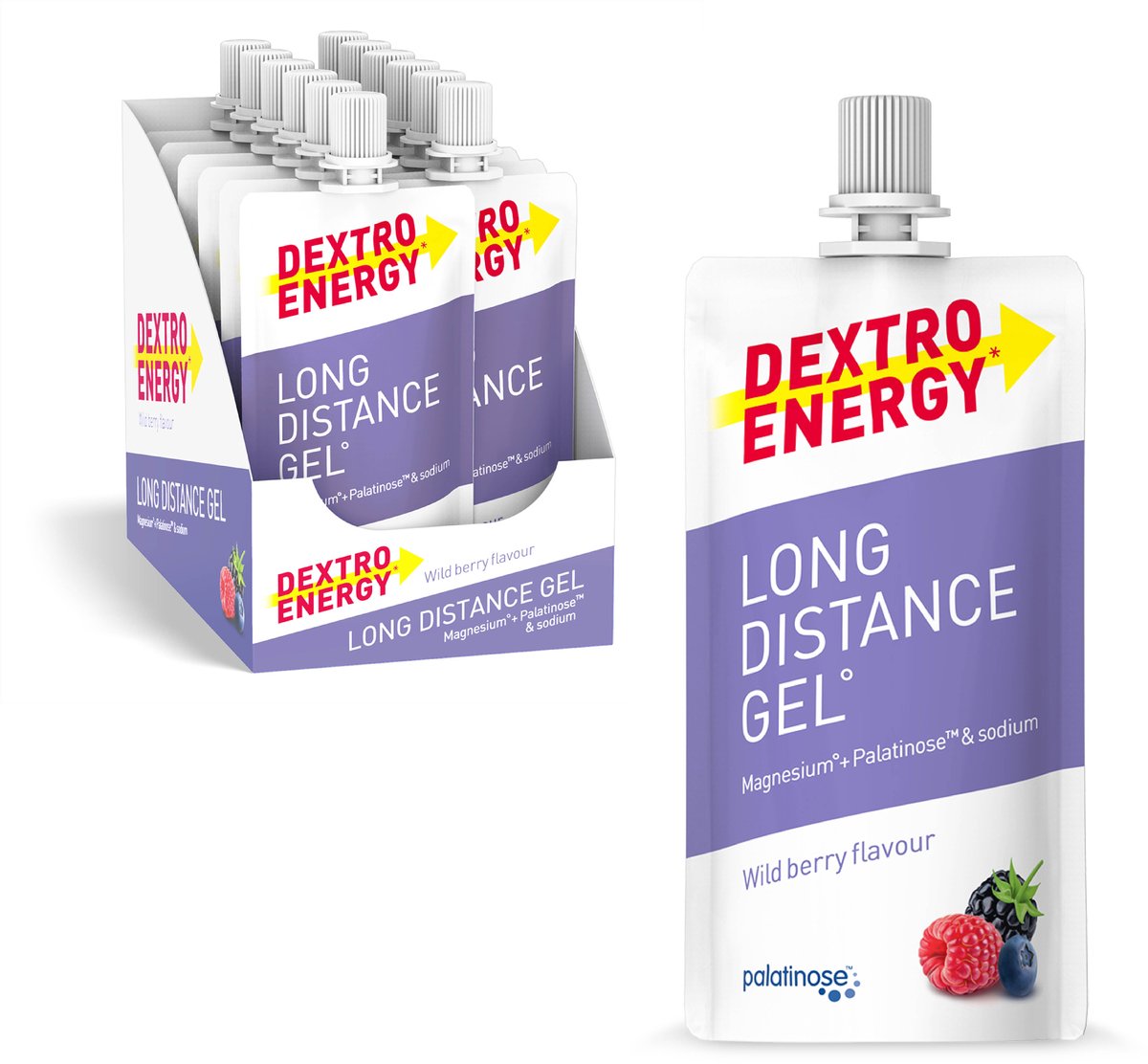 Dextro Energy Long Distance Energy Gel - Wilde Bessen - Sportgel - Energie Gel Hardlopen en Wielrennen - 12 x 50 ml