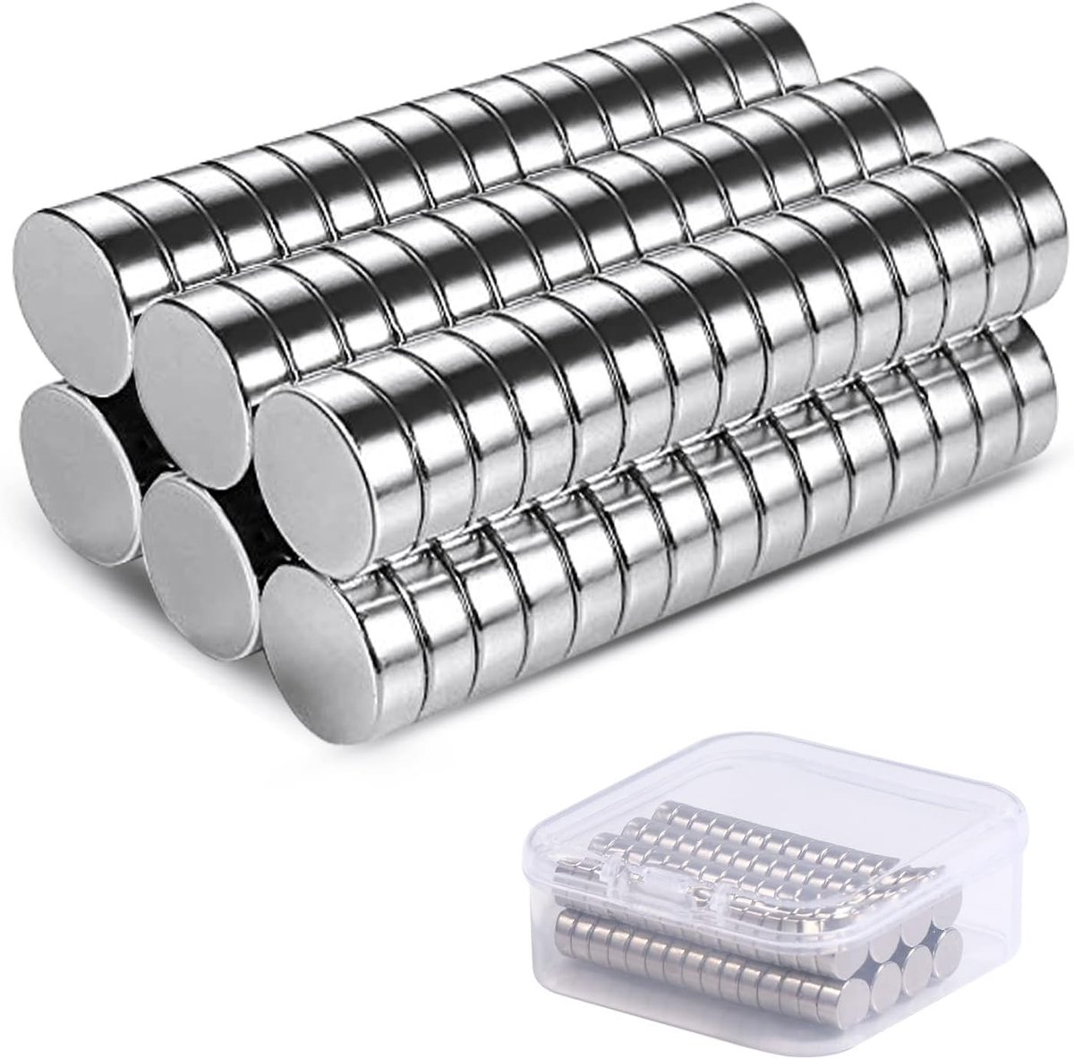 SnelShoppen - 60 Stuks Kleine Koelkastmagneten - Neodymium Mini Magneten 6 mm x 3 mm - Krachtige Metalen Punaise voor Koelkast, Foto's, Knutselen, Whi