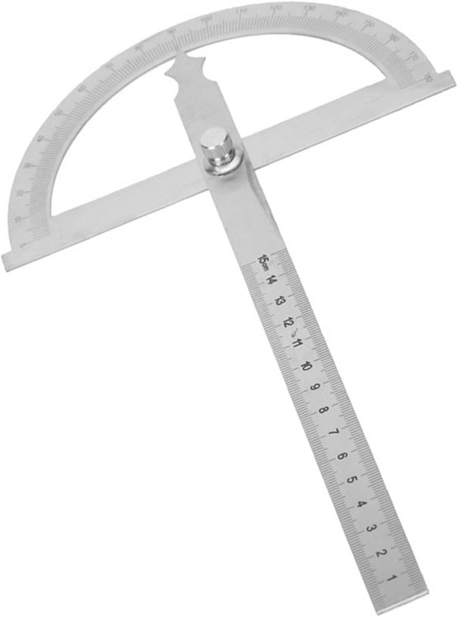 SnelShoppen - RVS Protractor 0-180 Graden 15 cm Digitale Hoekmeter met Vergrendelknop en Duidelijke Schaal - 2-in-1 Liniaal en Hoekmeter voor Precisie