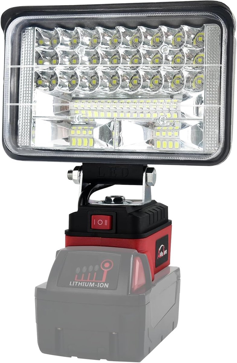 SnelShoppen - Draadloze LED Werklamp 60W 5200 Lumen Bouwlamp 5 Inch Voor Camping, Thuis, Auto Reparatie, Multifunctionele Spotlight Met Verstelbare Ho