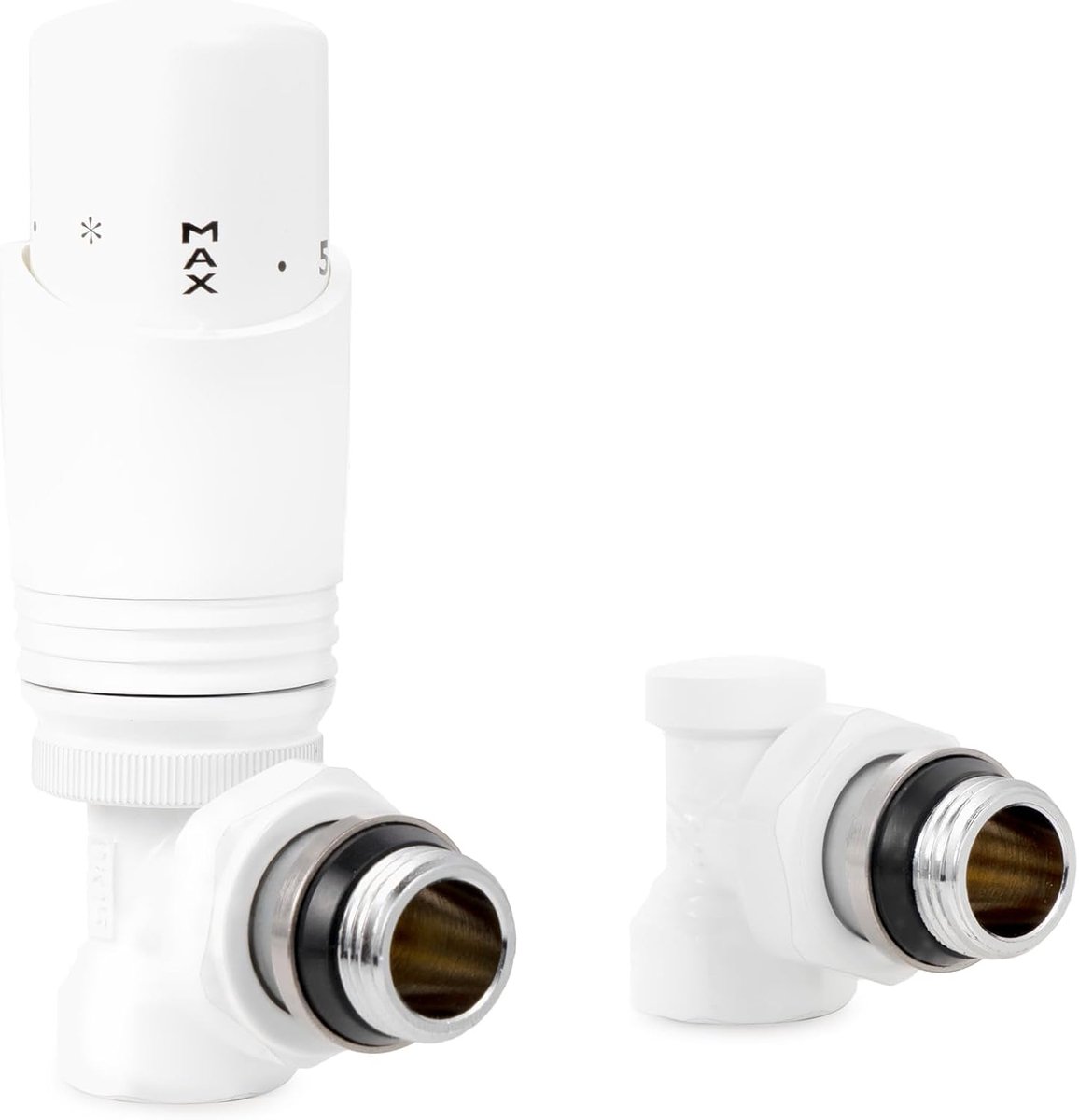SnelShoppen - Thermostatische Radiatorkran G1/2 met Afdichtring, Wit - Energiezuinig & Handmatig Instelbaar - Perfect voor Huishoudens en Kantoor