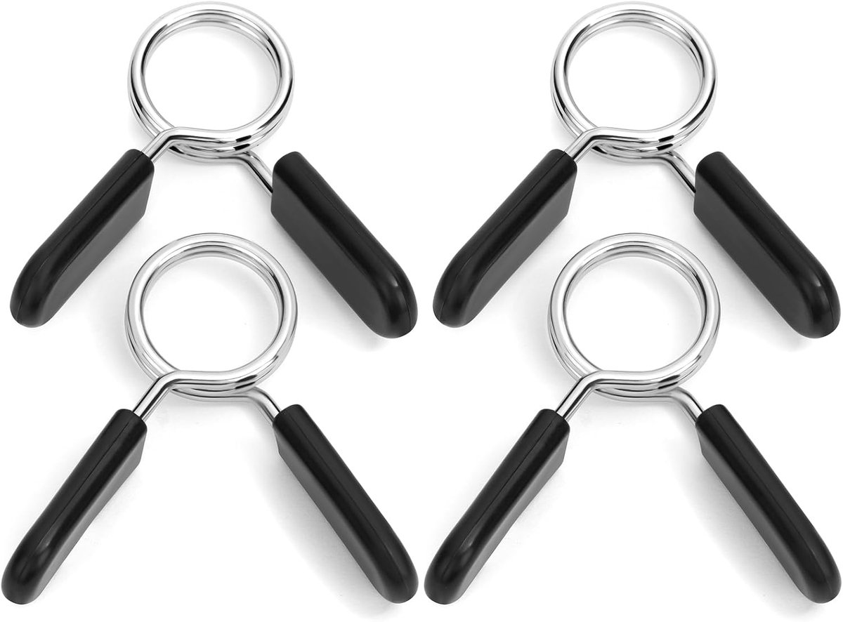 SnelShoppen - 4x Spring Clips voor Gewichtstangen, 24mm Locking Clamps, Duurzaam RVS en ABS, Perfect voor Fitness en Gewichtheffen