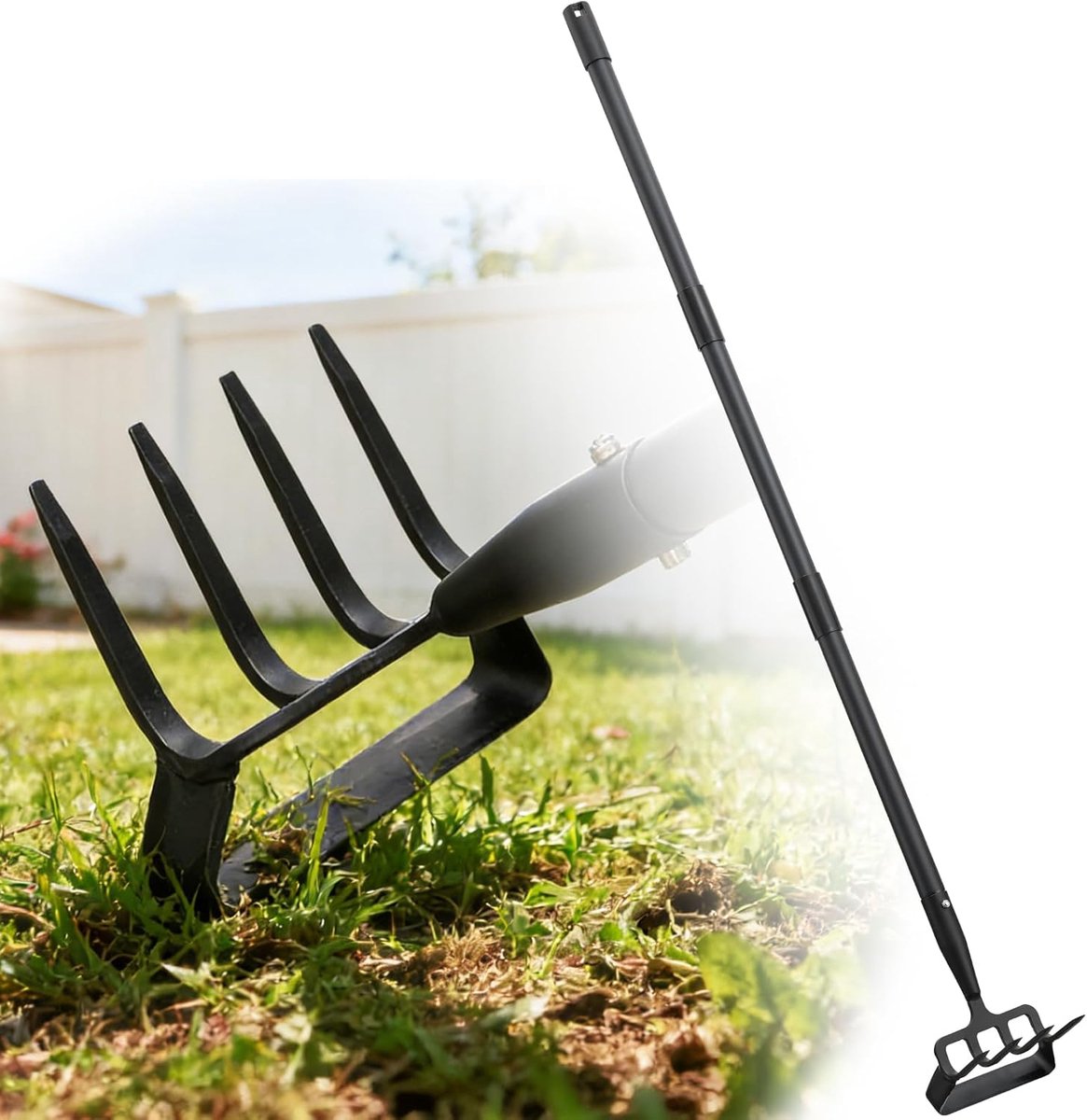 SnelShoppen - Tuinhark en Schoffel 2-in-1, Heavy Duty, Lichtgewicht 120cm Lange Steel voor Weeding, Cultivatie, Graven en Aeratie in de Tuin