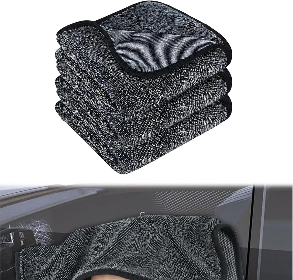 SnelShoppen - Waterjake Miracle Towels - 3x Ultra Absorbente Microvezeldoeken - 40x60 cm - Ideaal voor Auto, Badkamer, Keuken en Tuin - Lintvrij en St