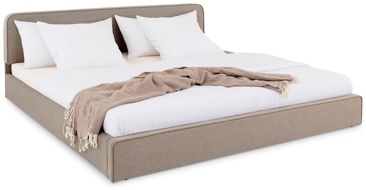 LATINI-boxspring 180x200 cm in greige met verstelbaar hoofdeinde
