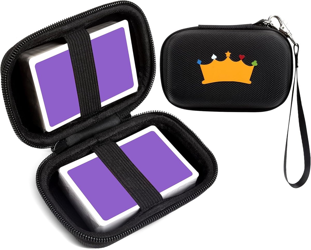 SnelShoppen - Hard Shell Opbergtas voor Kaartspellen, Geschikt voor UNO, SKIPBO, Stage 10, Duurzaam EVA Materiaal, Lichtgewicht, Met Polsband voor Fee