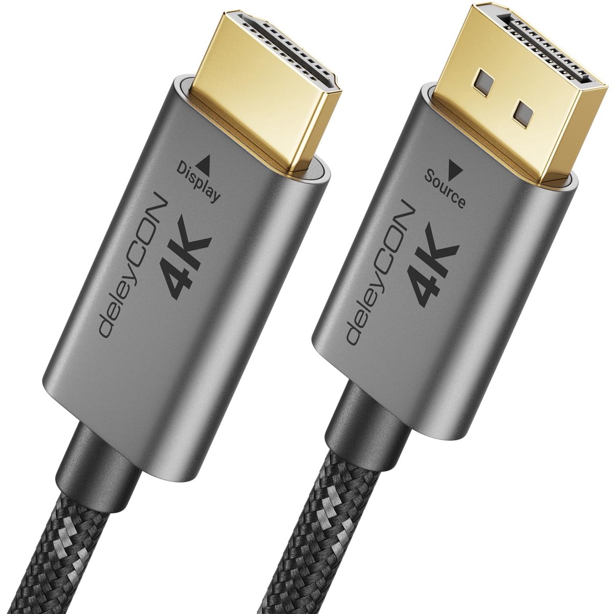 SnelShoppen - 2m 4K DisplayPort naar HDMI Kabel - 4K@60Hz - Unidirectionele DisplayPort naar HDMI Voor Monitor, TV, Projector - Aluminium Pluggen + Ny