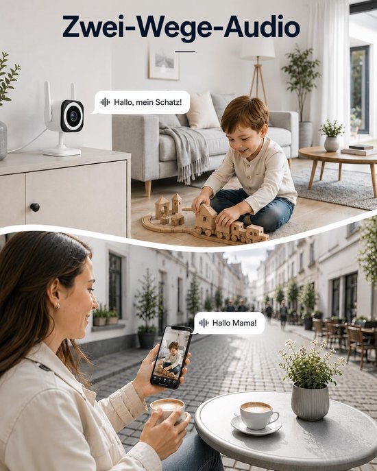 SnelShoppen - Indoor & Outdoor Camera Bewaking, 5G WiFi Baby/Pet Camera, IP66 Waterdicht, Nachzicht, 2-Weg Audio, Car Zoom, SD en Cloud Opslag van Snelshoppen — afbeelding 5