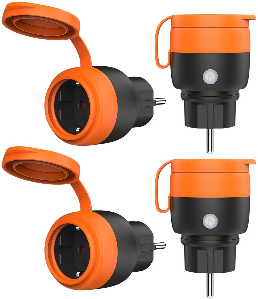 SnelShoppen - UCOMEN Waterdicht WLAN-stopcontact met Stroommeter, 16 A/3680 W, 4 Stuks, Smart Life App, Voor Balkon, Tuin en Camping, Compatibel met A