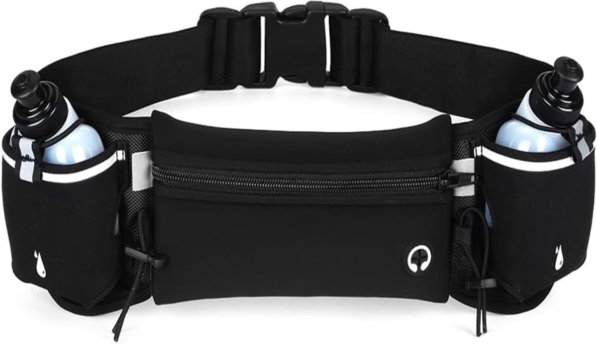 SnelShoppen - Ultralichte Waterdichte Fanny Pack met Fleshouder, Ideaal voor Sport en Reizen, 25x16x5cm, Inclusief 2 BPA-vrije Waterflessen