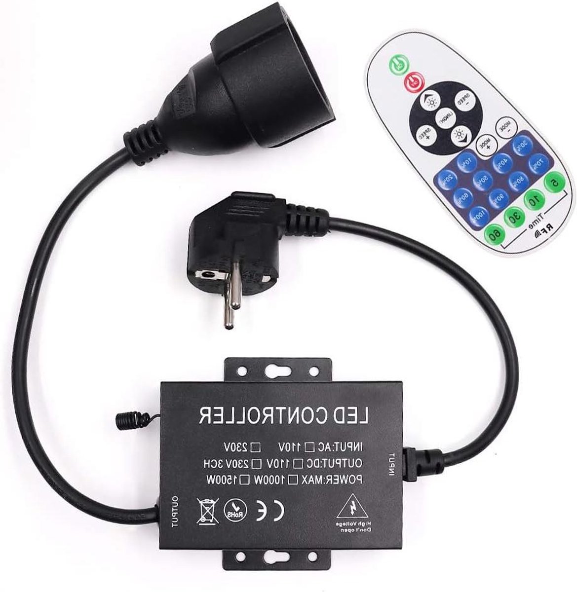Afstandsbediening LED Strips - Controller Dimmer - Sfeerverlichting Instellen - 30 Meter Bereik - 1500 Watt - Zwart