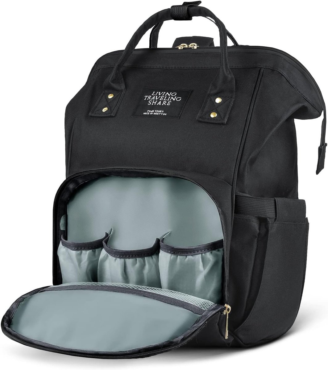 SnelShoppen - Multifunctionele Baby Diaper Backpack - Grote Capaciteit Luiertas met Isolatiezakken - Duurzaam Oxford Katoen - Zwart Casual Voor Mama e