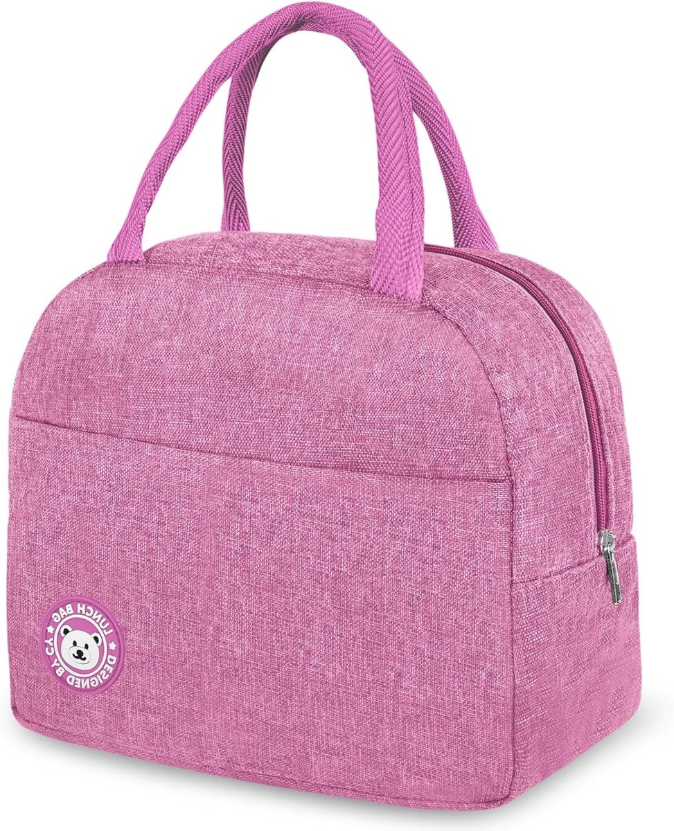 SnelShoppen - Insulated Food Cooler Bag 6L - Herbruikbare Koeltas - Waterproof - Ideaal voor Picknick, Camping, Kantoor - Roze Rood - Duurzaam en Ruim