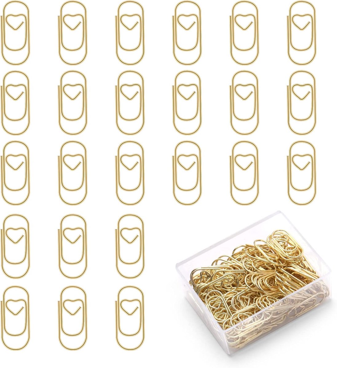 SnelShoppen - 130 Stuks Hartvormige Paperclips, Gouden Kleur, Kleine Paperclips en Bladwijzers voor Boeken, Notities, Kaarten, Posters en Foto's - Duu