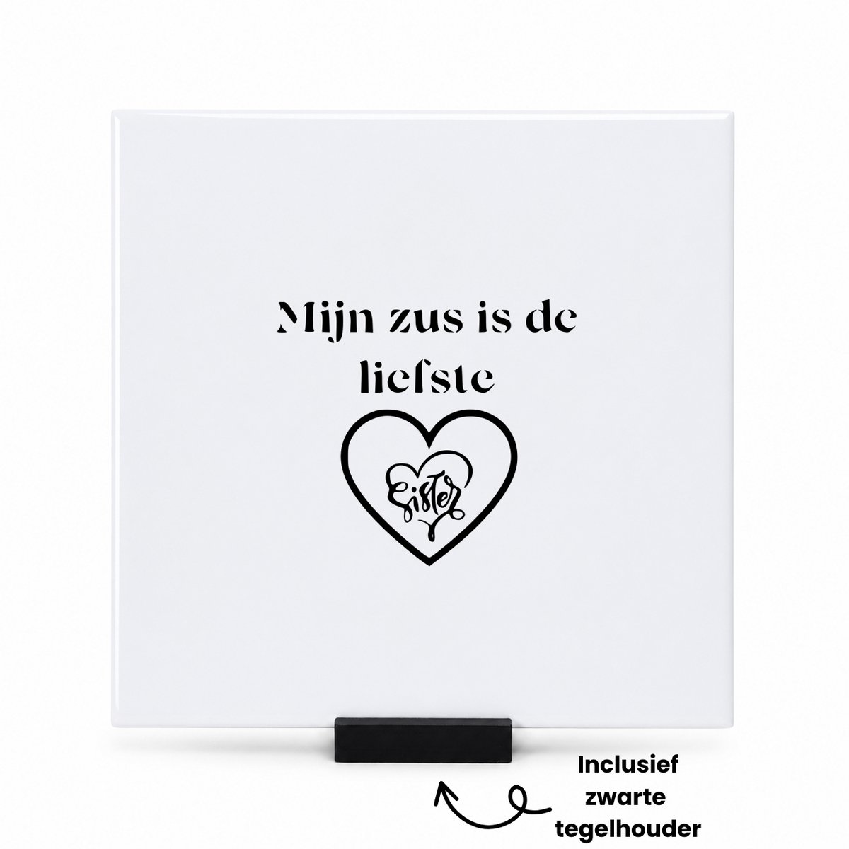 Hacebo Family makes this house a home tegeltje met tegelhouder - Familie - Liefde - tegeltjes met tekst - Leuk cadeau voor je familie om te geven - spreuktegels - 15x15 CM Wit