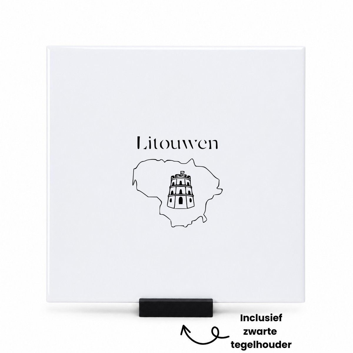 Hacebo Litouwen tegeltje met tegelhouder - Piloot - Toeristen - tegeltjes met tekst - Must go - Lithuania travel guide - Accessoires - Cadeau - Gift - Geschenk - spreuktegels - 15x15 CM Wit