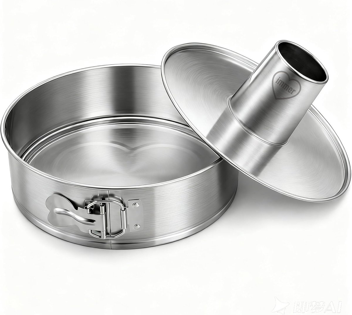 SnelShoppen - Immer Springform Set RVS met Platte en Tube Bodem – PFAS Vrij, Ongecoat 18/8 Roestvrijstaal, Vaatwasmachine Bestendig, Voor Alle Ovens
