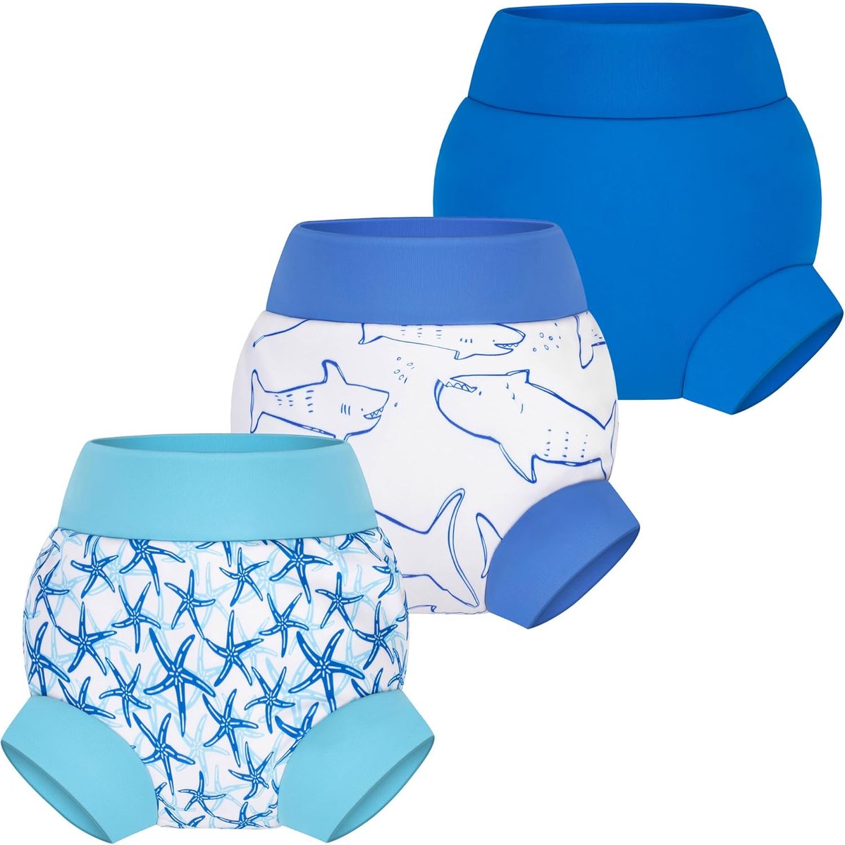 SnelShoppen - Herbruikbare Baby Zwemluiers 3-pack voor Jongens en Meisjes, 5T, Waterdicht, Verstelbaar, Zacht en Comfortabel voor Zwemmen, Camping, Va