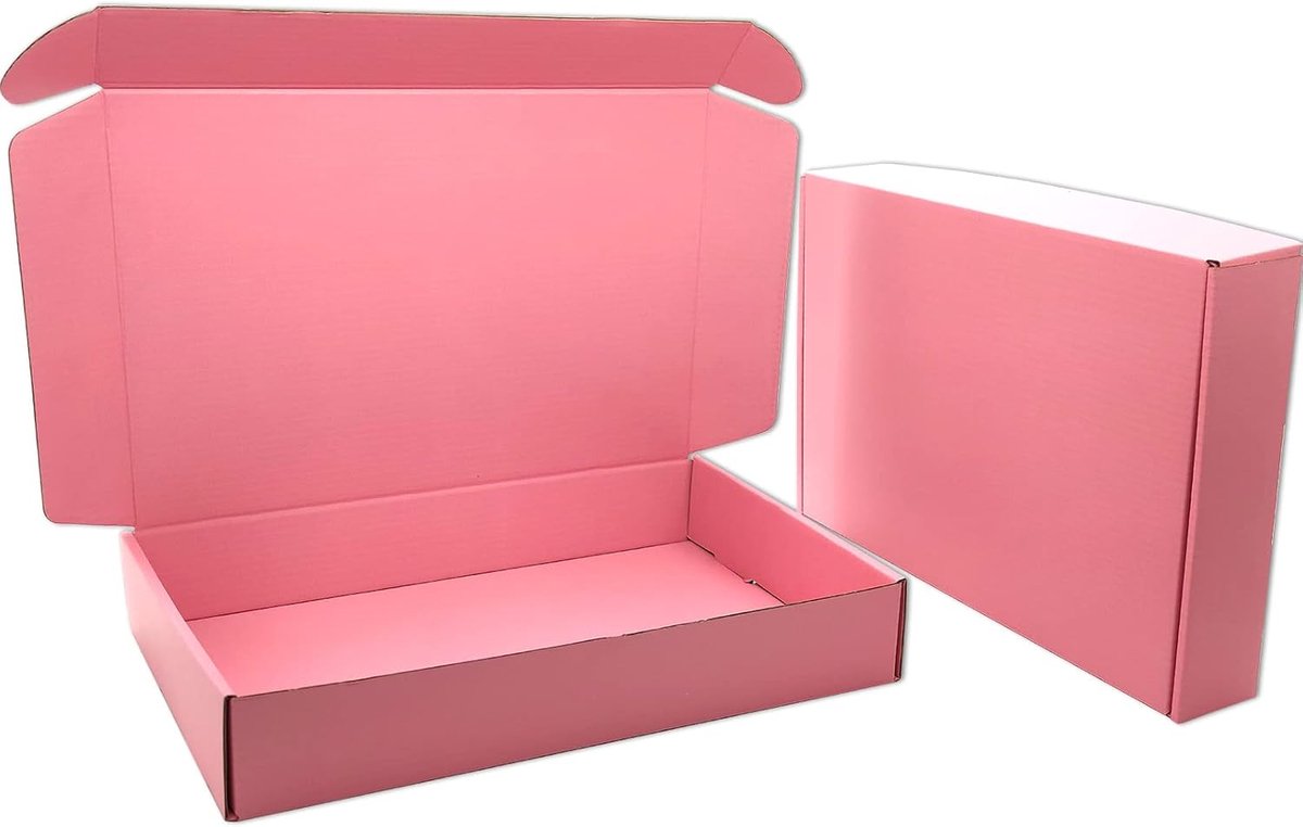 SnelShoppen - Kleine Verzenddozen 280x200x50mm, Roze Kartonnen Verpakking voor Verzending, Cadeauverpakkingen voor Kleine Bedrijven (25 stuks)