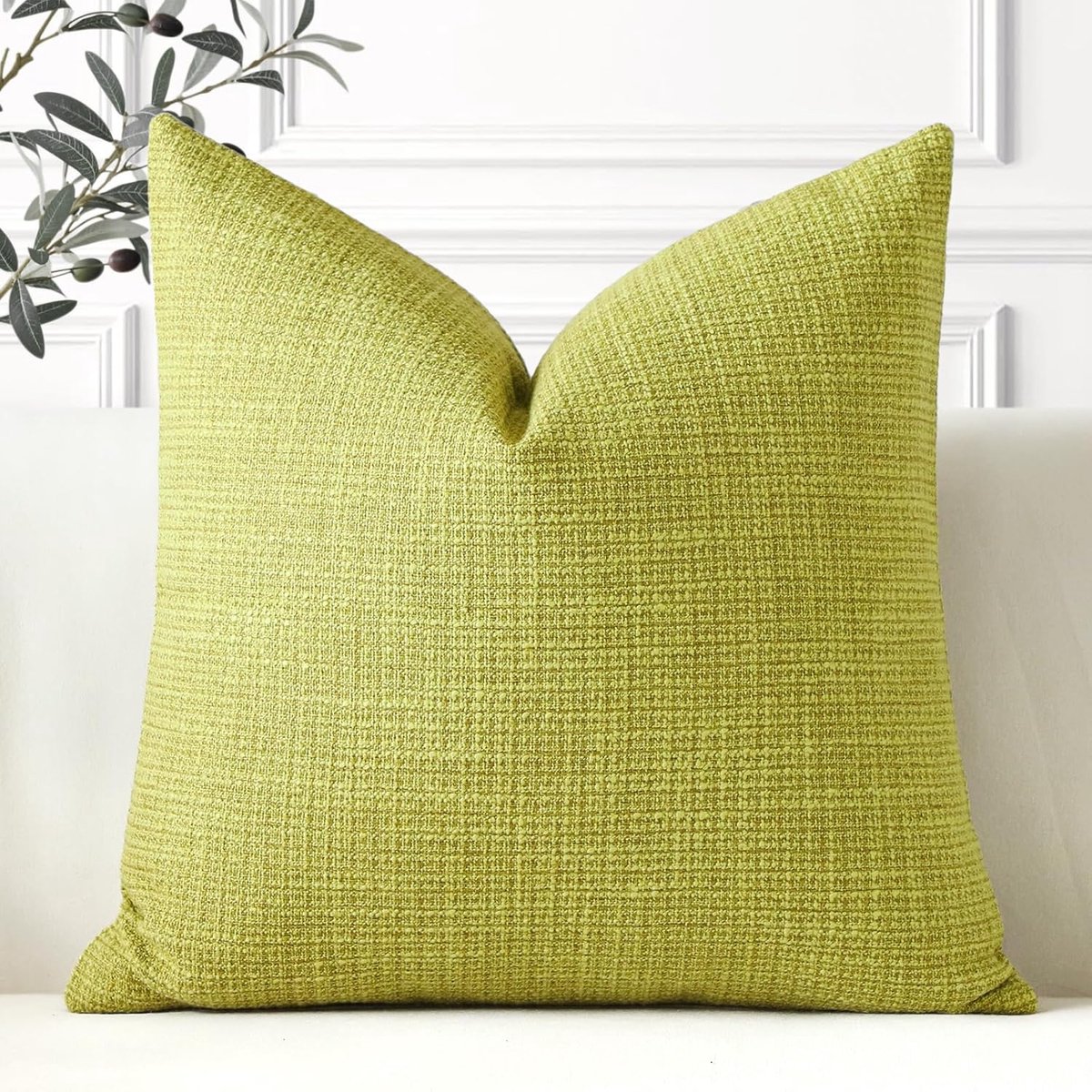 SnelShoppen - Decoratieve Kussenhoezen 50x50 cm - Zachte Polyester Linnen Kussenhoezen - Sage Green - Perfect voor Woonkamer, Slaapkamer, Auto en Tuin